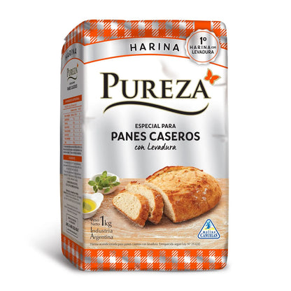 Pureza Bread Flour with Yeast 1kg | Argentine Baking Flour for Homemade Bread