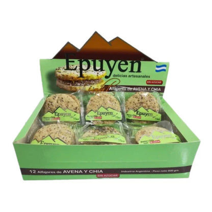 Epuyen Oat and Chia Light Alfajor with Dulce de Leche Filling 12 Units 600g / 1.32lb