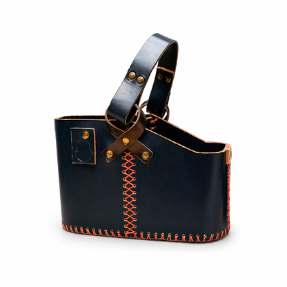 Blue Leather Mate Bag | Handcrafted Argentine Mate Carrier