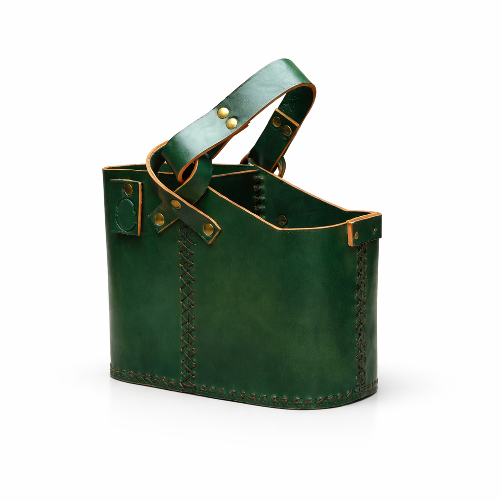 Green Leather Mate Bag | Simple Argentine Yerba Mate Carrier