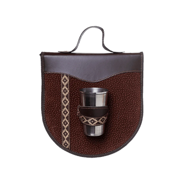 Estuche individual para barbacoa, de cuero marrón