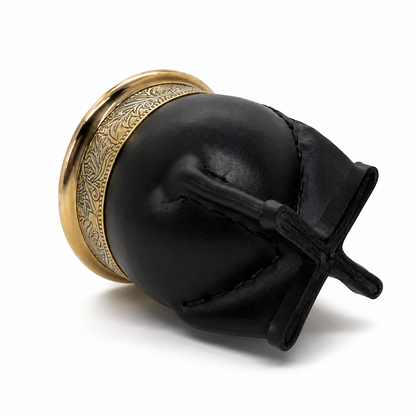 Black Imperial Steel Mate with Engraved Leaf Rim & Stainless Steel Bombilla