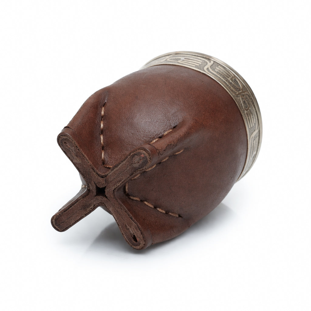 Imperial Norte Mate Cup Brown Leather with Alpaca Rim & Stainless Steel Straw Set