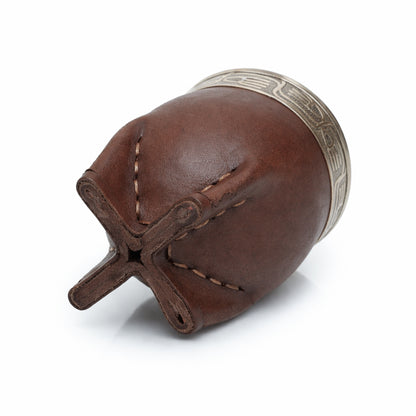 Imperial Norte Mate Cup Brown Leather with Alpaca Rim & Stainless Steel Straw Set