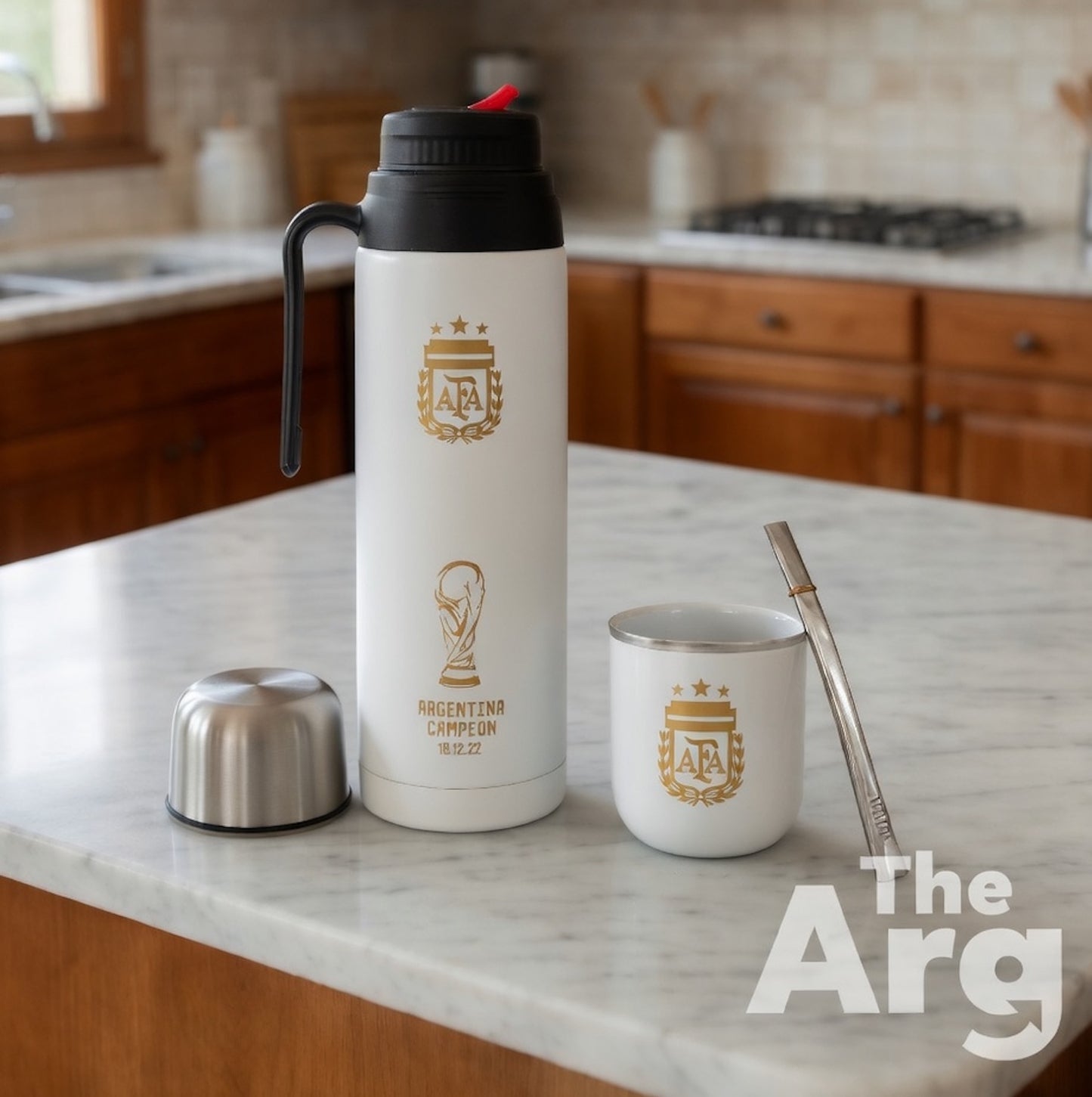 White Mate Set Messi AFA Shield World Cup | Argentine Mate Kit
