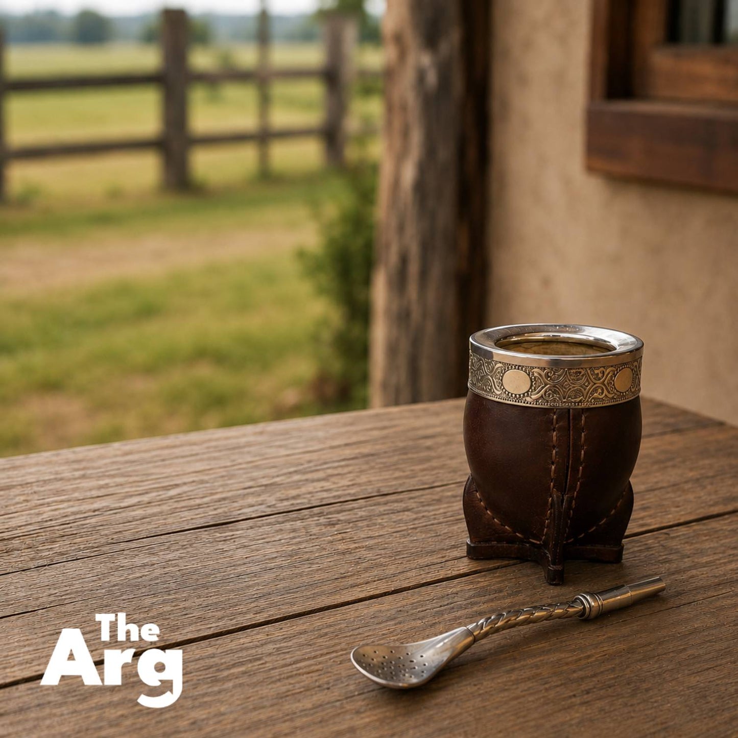 Imperial Norte Brown Leather Mate Cup with Alpaca & Steel Rim + Premium Alpaca Straw