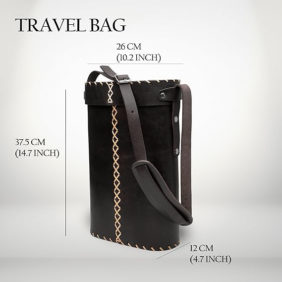 Matera de cuero - Bolsa para yerba mate, mate y termo - Negro