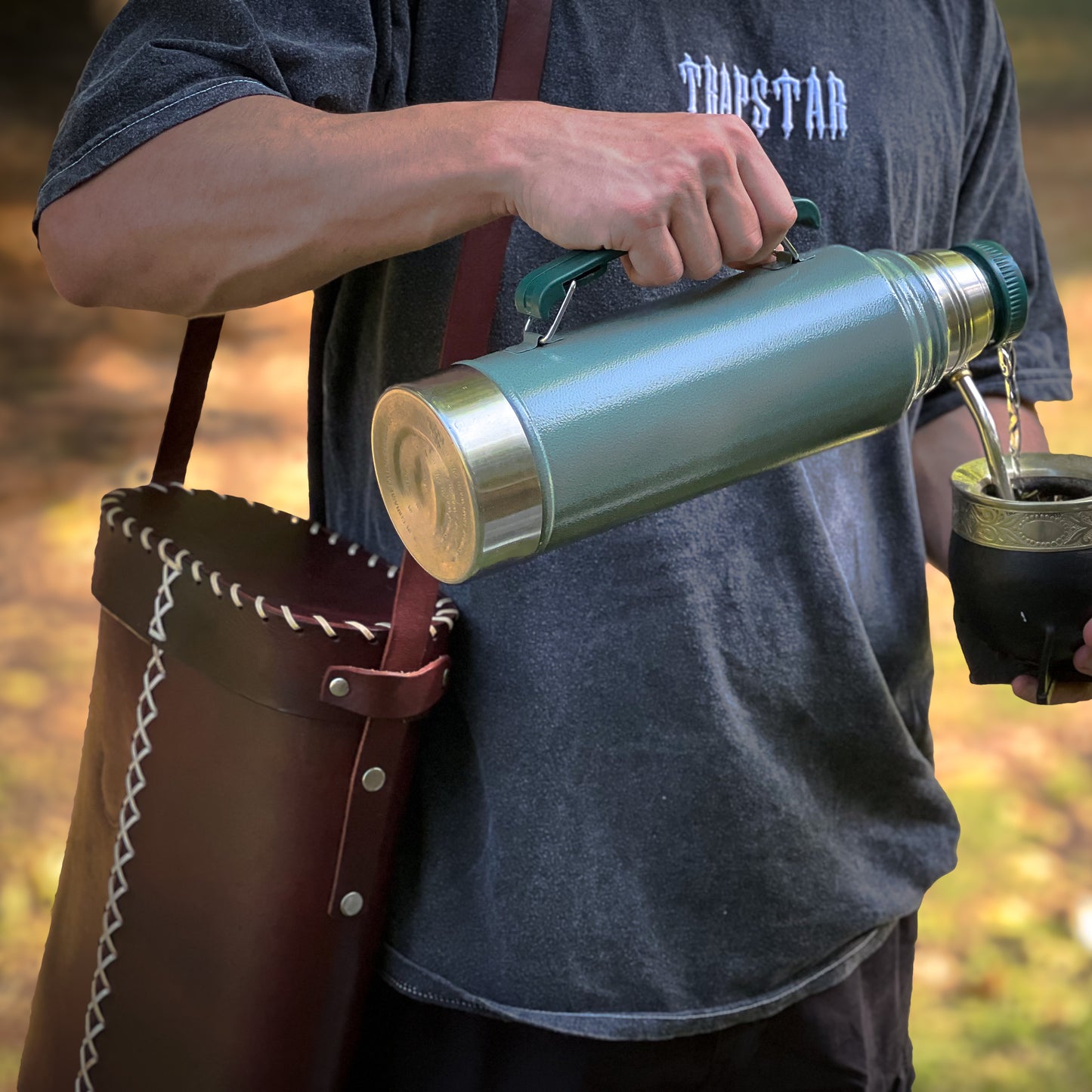 Brown Leather Matera – Traditional Argentine Mate Carry Bag