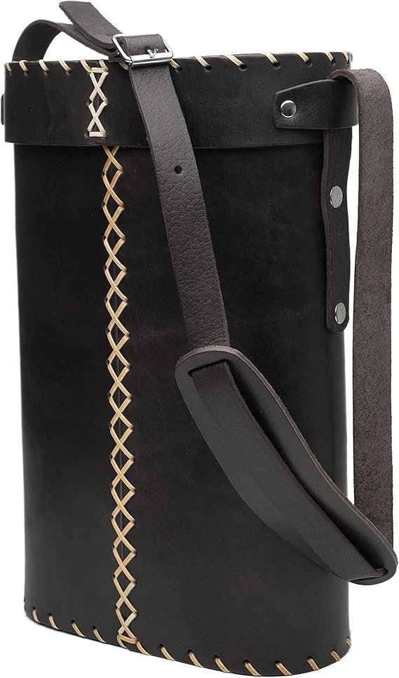 Leather Matera - Bag for Yerba Mate, Gourd, and Thermos - Black