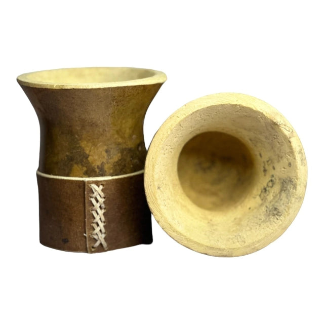 Natural Gourd Mate with Handcrafted Rustic Leather Base