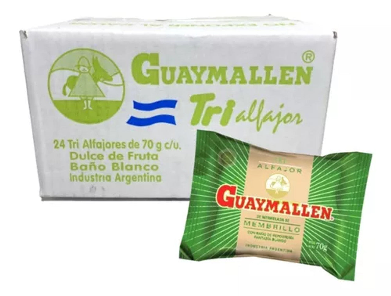 Alfajor Guaymallen Membrillo Triple filled with Quince Jelly 70g/2.46oz (Box of 24u.)