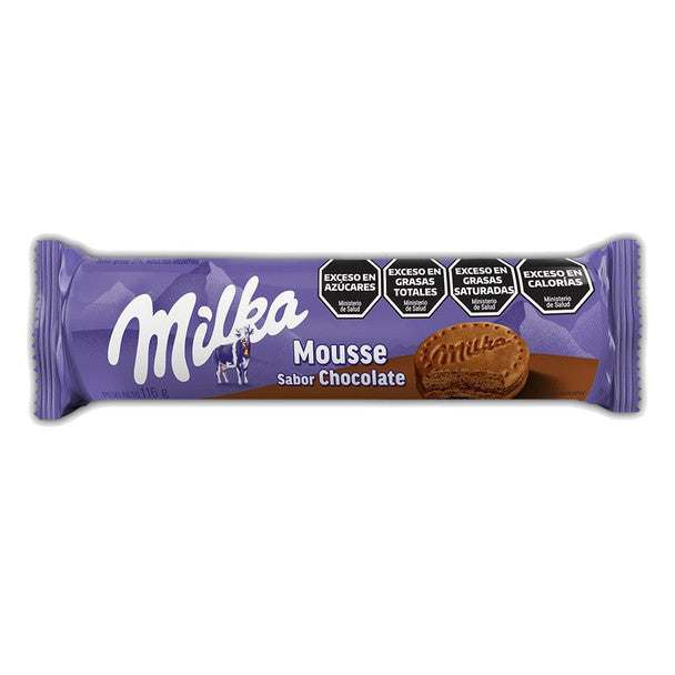 Milka Galletitas Mousse Sweet Chocolate Cookies with Chocolate Mousse Filling, 116 g / 4.1 oz