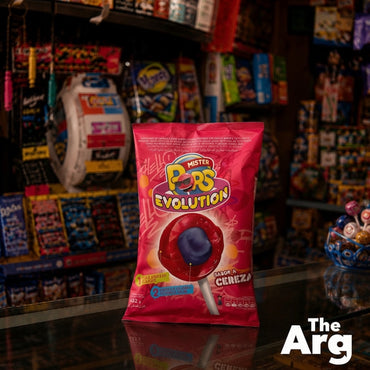 Arcor Mister Pops Evolution Cherry Lollipops with Bubblegum Filling 432g
