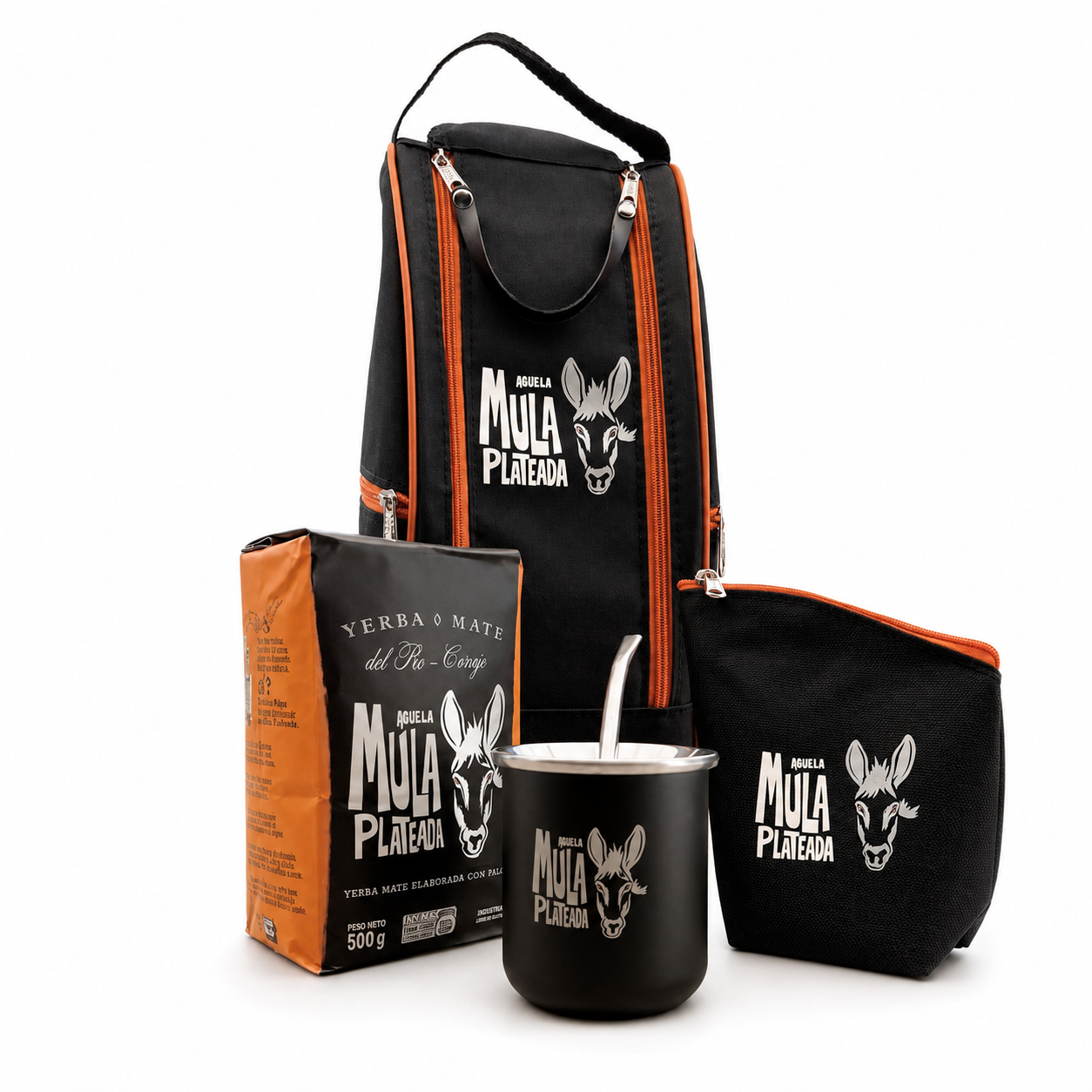 Mula Plateada Mate Kit with Yerba Mate 500g