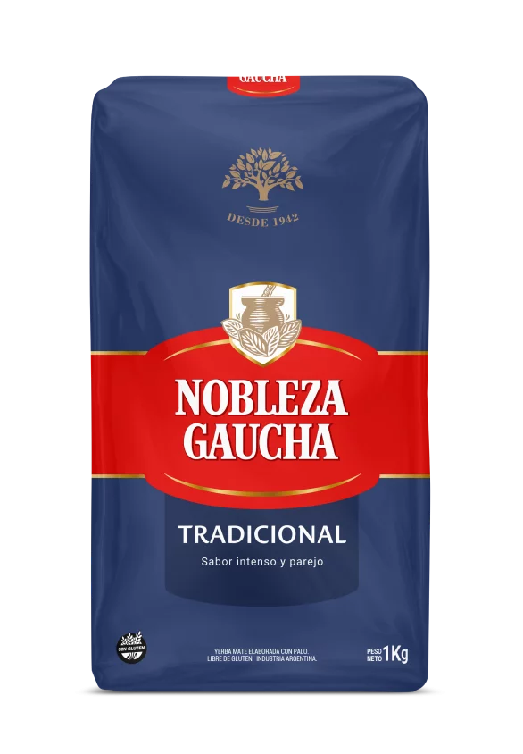 Yerba Mate Nobleza Gaucha Traditional 1kg, classic Argentine yerba mate offering a rich and smooth taste, perfect for long-lasting mate sessions.