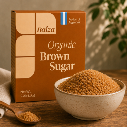 RAIZA Organic Brown Cane Sugar – OIA Certified Organic – 1 kg (2.2 lb)