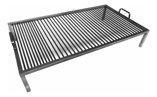 Argentine Fixed Grill with Floating Grate 90x60 cm | Heavy Duty Iron Asado Parrilla 8 mm