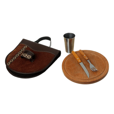 Estuche individual para barbacoa, de cuero negro