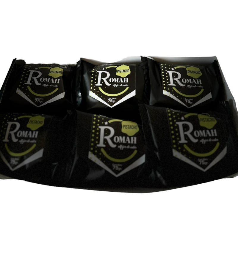 Romah - Chocolate Alfajor filled with Pistachio Cream 12u. 900g/1.98lb (Winners of The Mundial)