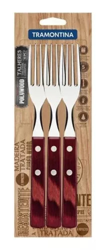 Stainless Steel and Wood Fork 3 Pack by Tramontina