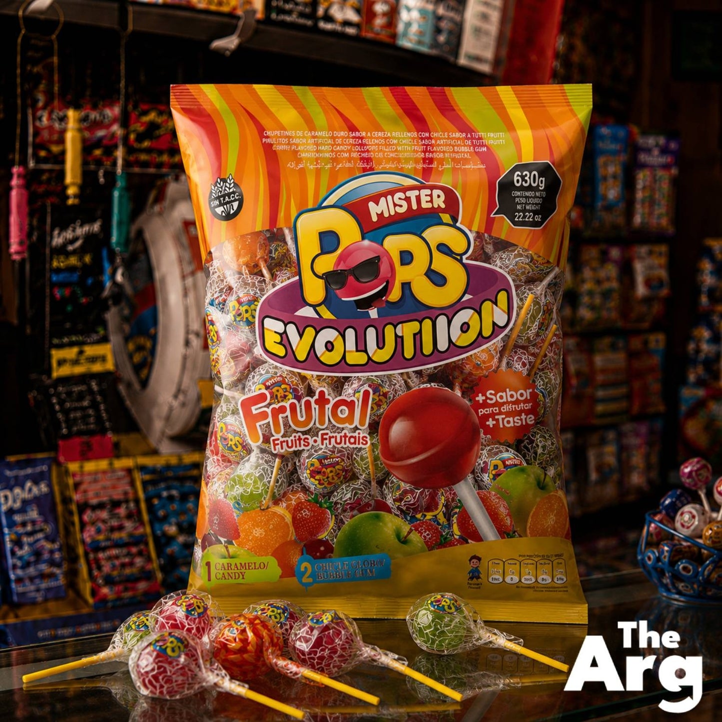 Arcor Mister Pops Sour Lollypops Assorted Flavors Pack of 50 630g