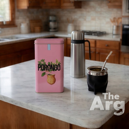 Pink Tin Yerba Mate Dispenser | Storage Container for Mate