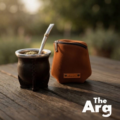 Suede Yerba Mate Holder Brown | Artisanal Yerba Storage Bag