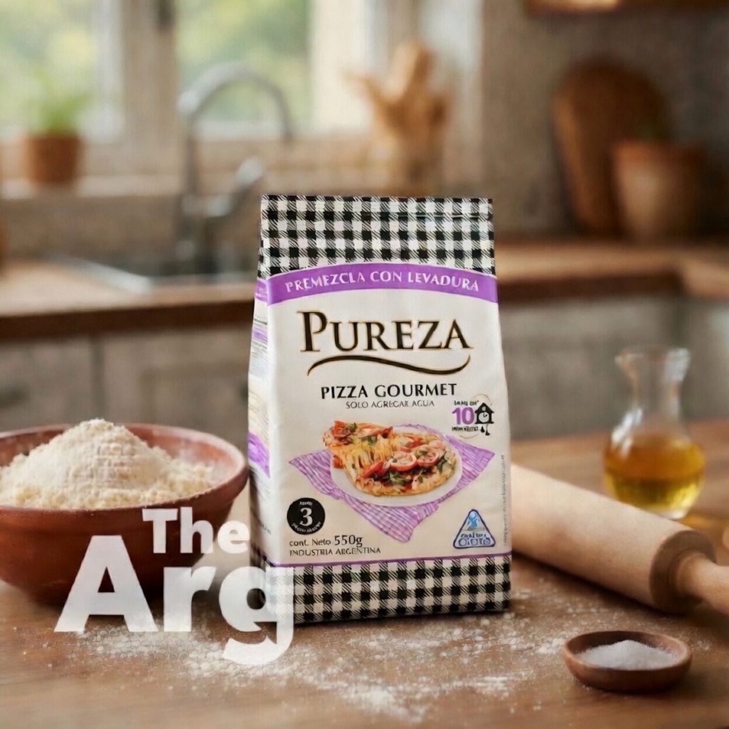 Pureza Gourmet Pizza Mix with Yeast 550g | Argentine Pre-Mix for Homemade Pizza