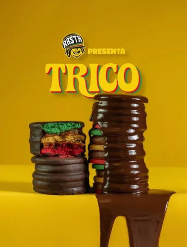 Rasta Trico Triple Alfajor – Dark Chocolate Covered Cornstarch Filled with Dulce de Leche (Box of 14u.)