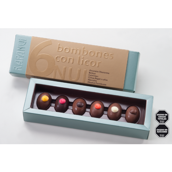 RapaNui FIne 6 Assorted Chocolates With Liqueur Filling Tablet 90 g