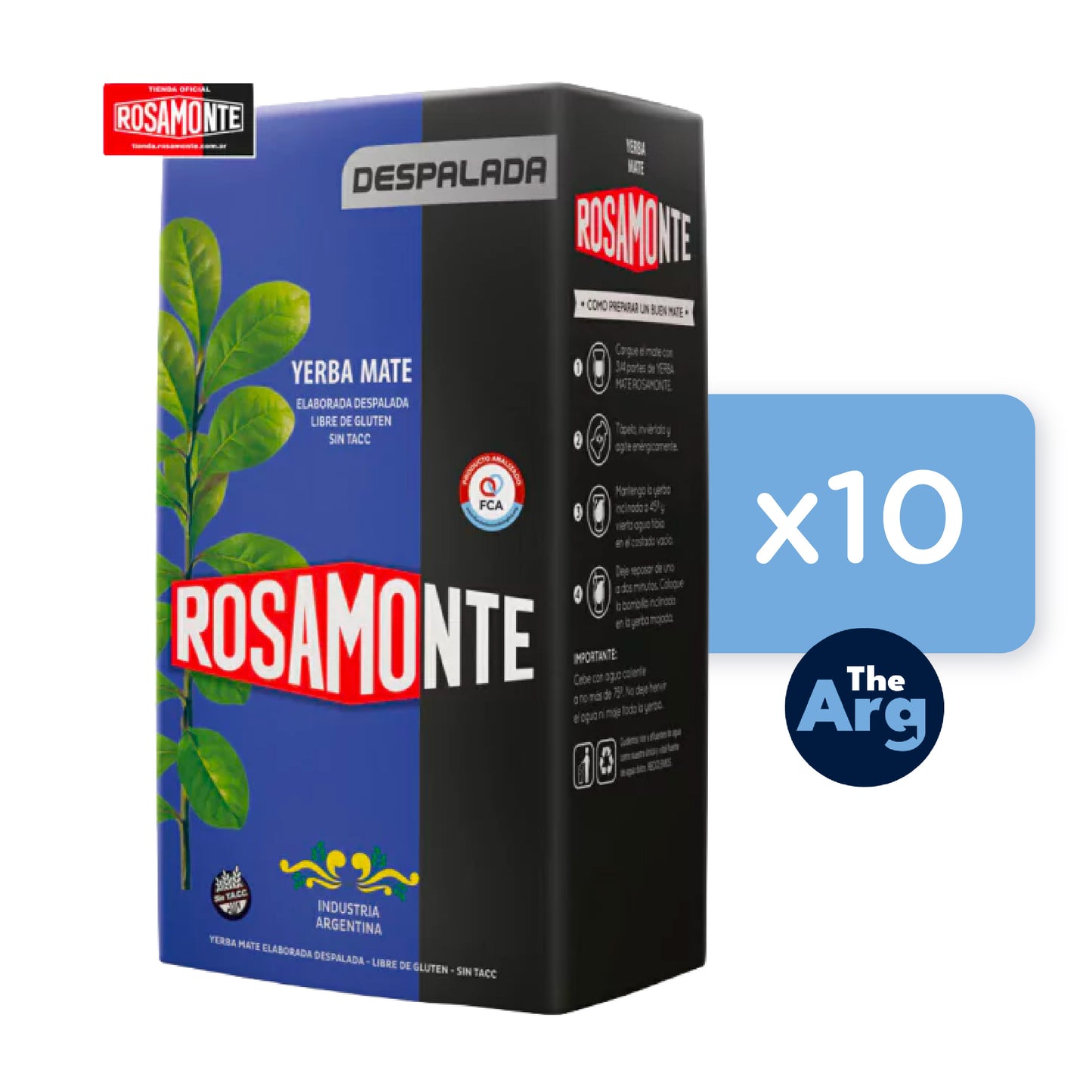 Rosamonte Yerba Mate Without Stems 1kg (Pack of 10)
