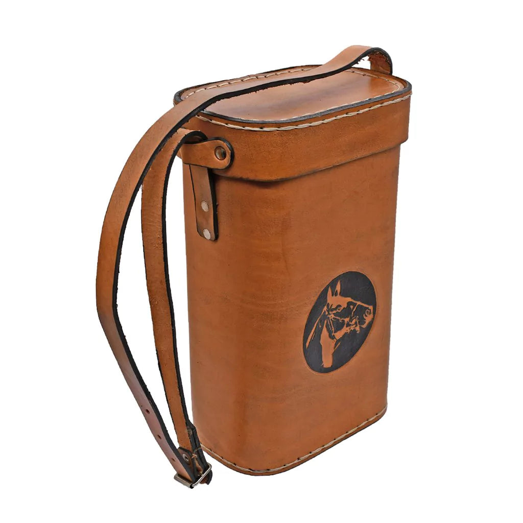 SOR Brown Leather Mate Bag Thermos Holder With Horse Motif