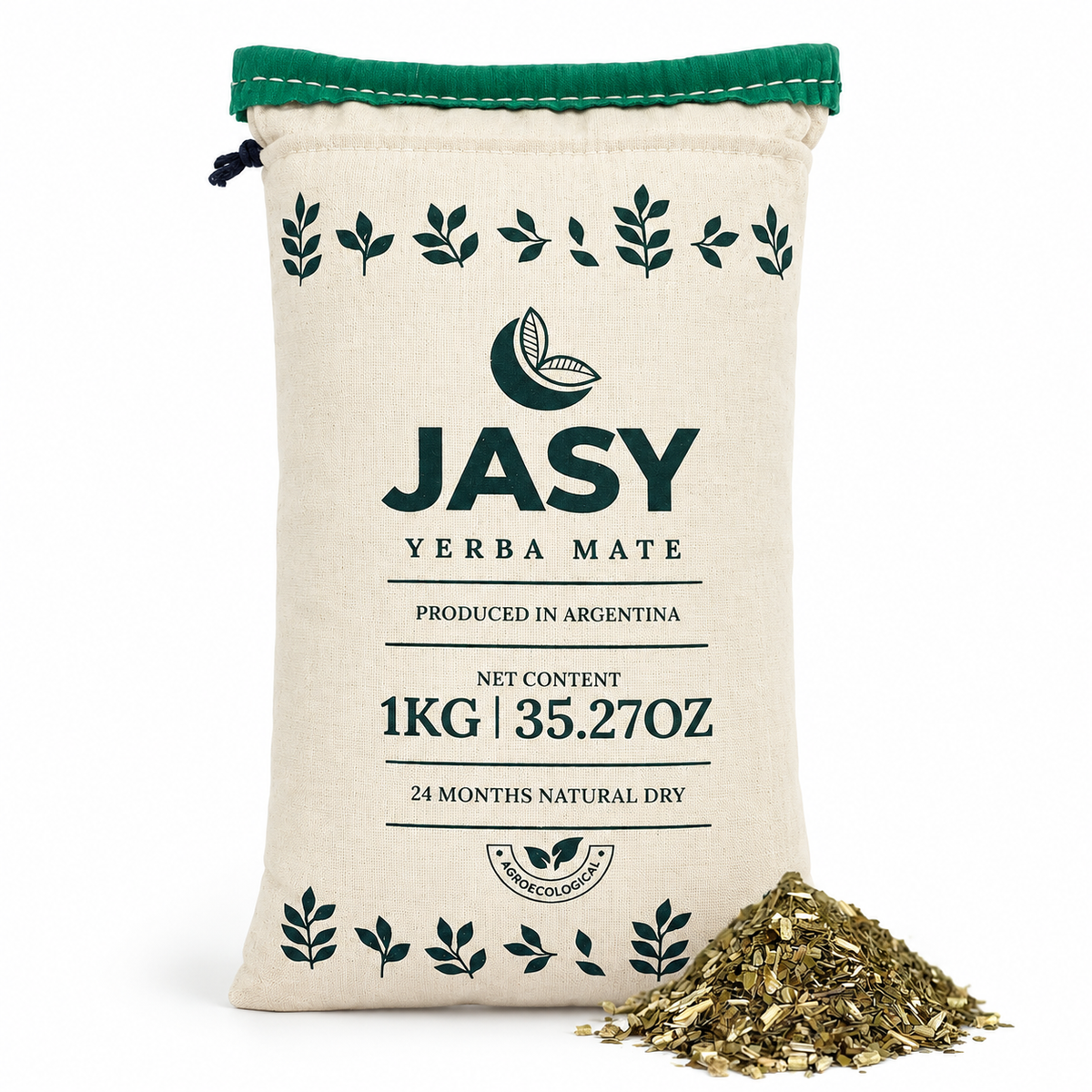 JASY Agroecological Yerba Mate Tea 24-Month Aged Unsmoked | Premium Argentine Yerba Mate with Stems