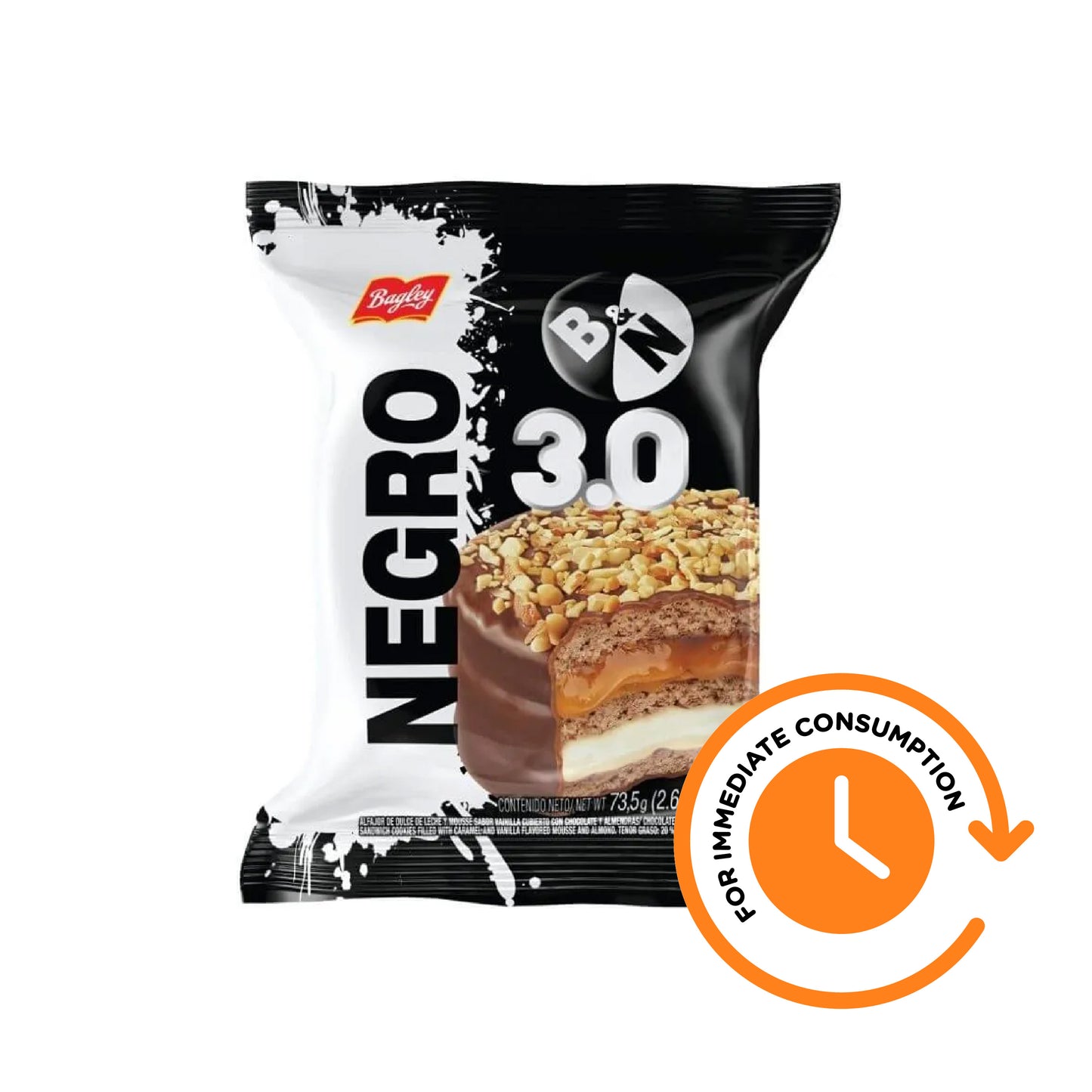SALE Alfajor Blanco y Negro Triple Milk Chocolate with Dulce de Leche & Vanilla 73.5g / 2.6 oz