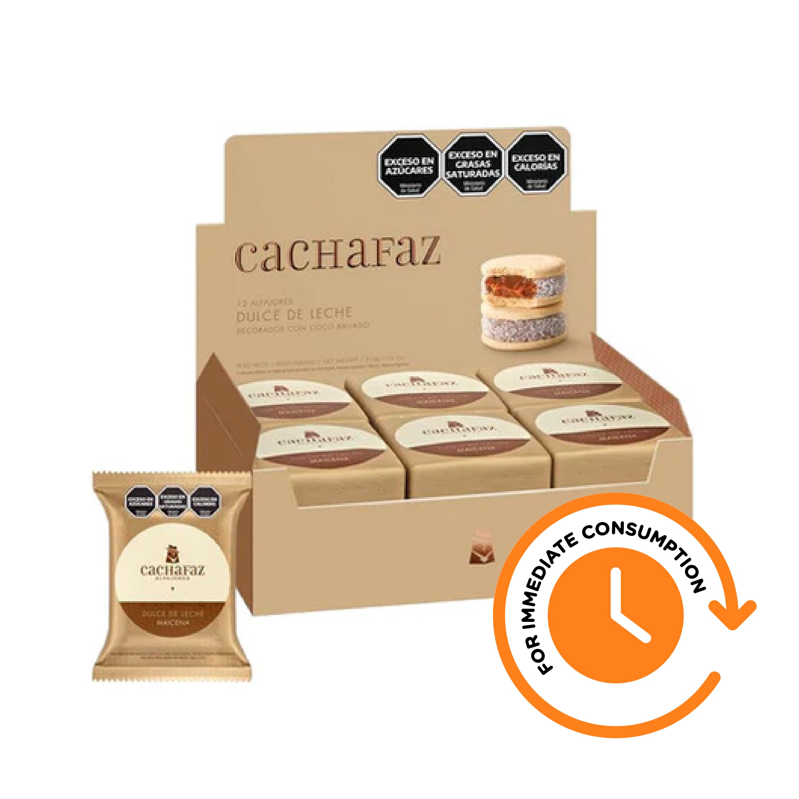 SALE Alfajor Cachafaz Cornstarch Maicena with Grated Coconut 12 units 900 g / 31.7 oz