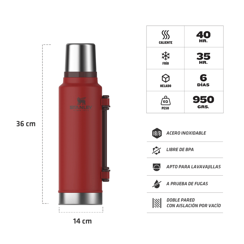 Stanley Classic Thermos With Tapon Cebador 1.4L Lava Red