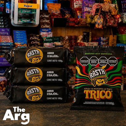 Rasta Trico Triple Alfajor Dark Chocolate Covered with Dulce de Leche Filling Box of 14 Units