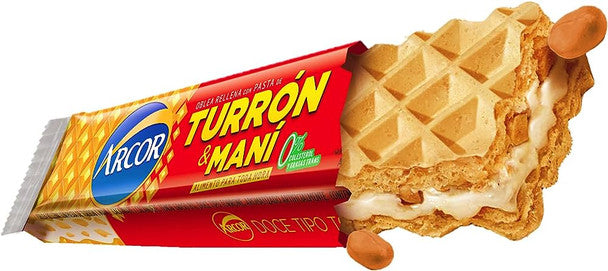 Turrón & Maní Arcor Bar Hard Peanut Cream and Biscuit, 25 g / 0.81 oz (10 units)