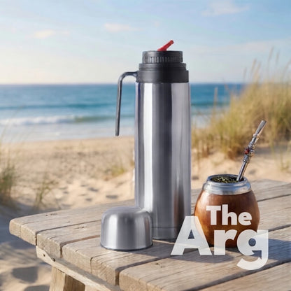 Uruguayan-Style Mate Thermos 1L with Pouring Spout (Pico Matero) – Stainless Steel