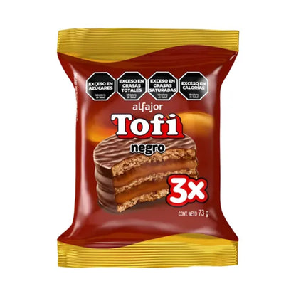 Alfajor Tofi Negro Triple Chocolate Dulce de Leche Filled 73g