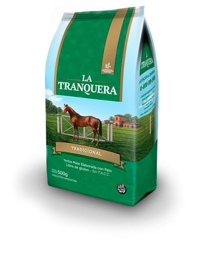 Package of Yerba Mate La Tranquera Tradicional 500g, an authentic Argentine mate with bold flavor, perfect for traditional rituals.