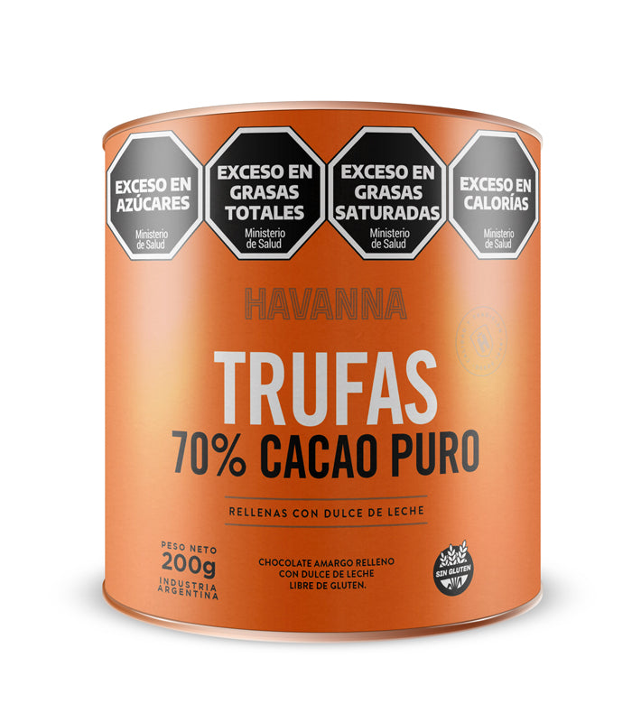 Havanna 70% Cacao Puro Dark Chocolate Truffles Filled with Dulce de Leche, Gluten-Free, 200 g / 7.05 oz