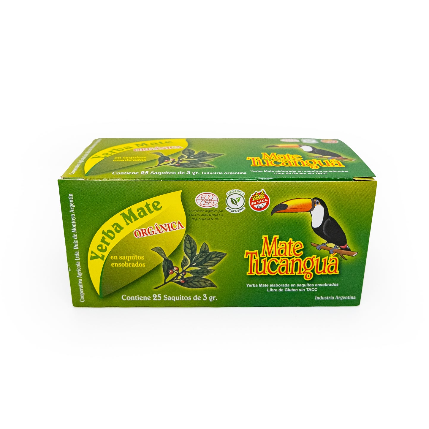 Tucanguá Organic Mate Cocido Tea Bags | 25 Individually Wrapped Sachets (3g) | Certified Organic Yerba Mate from Argentina