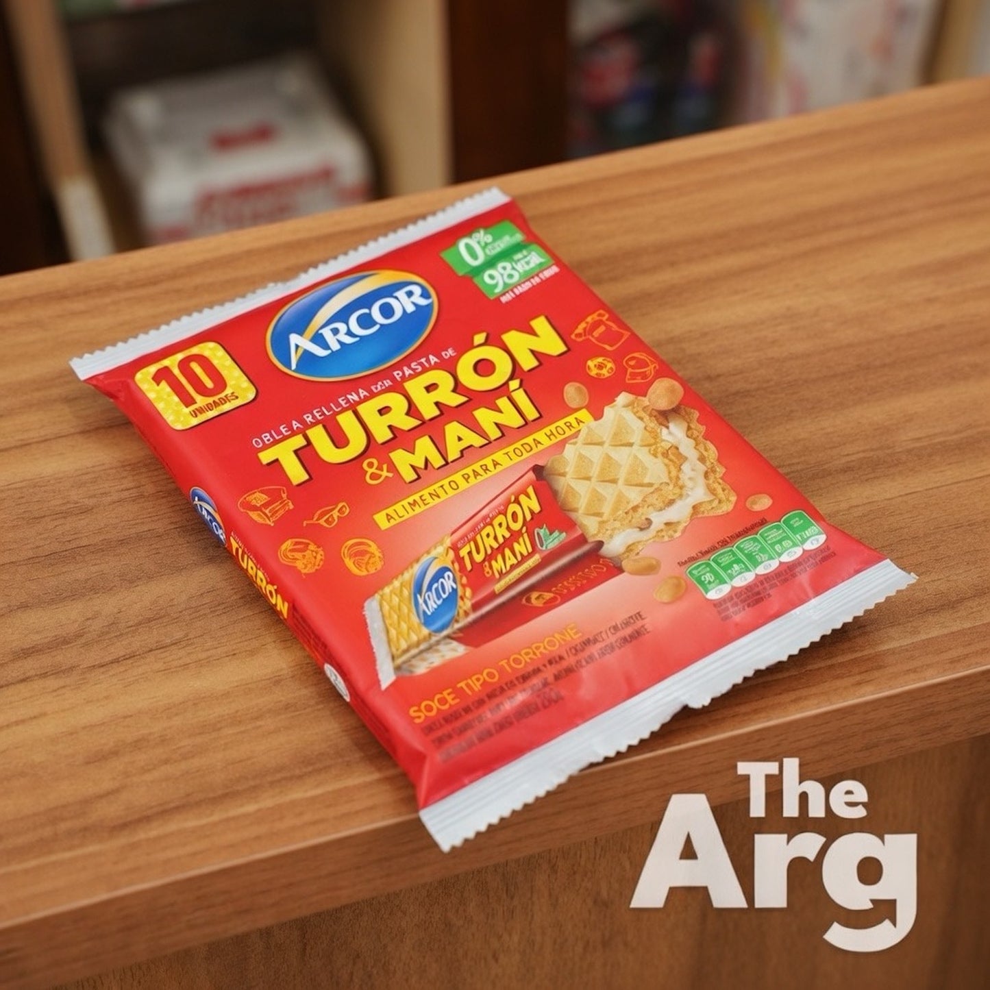 Arcor Turrón & Maní Bar Pack (10 Units) | Peanut Cream & Biscuit Snack 25g / 0.81 oz Each