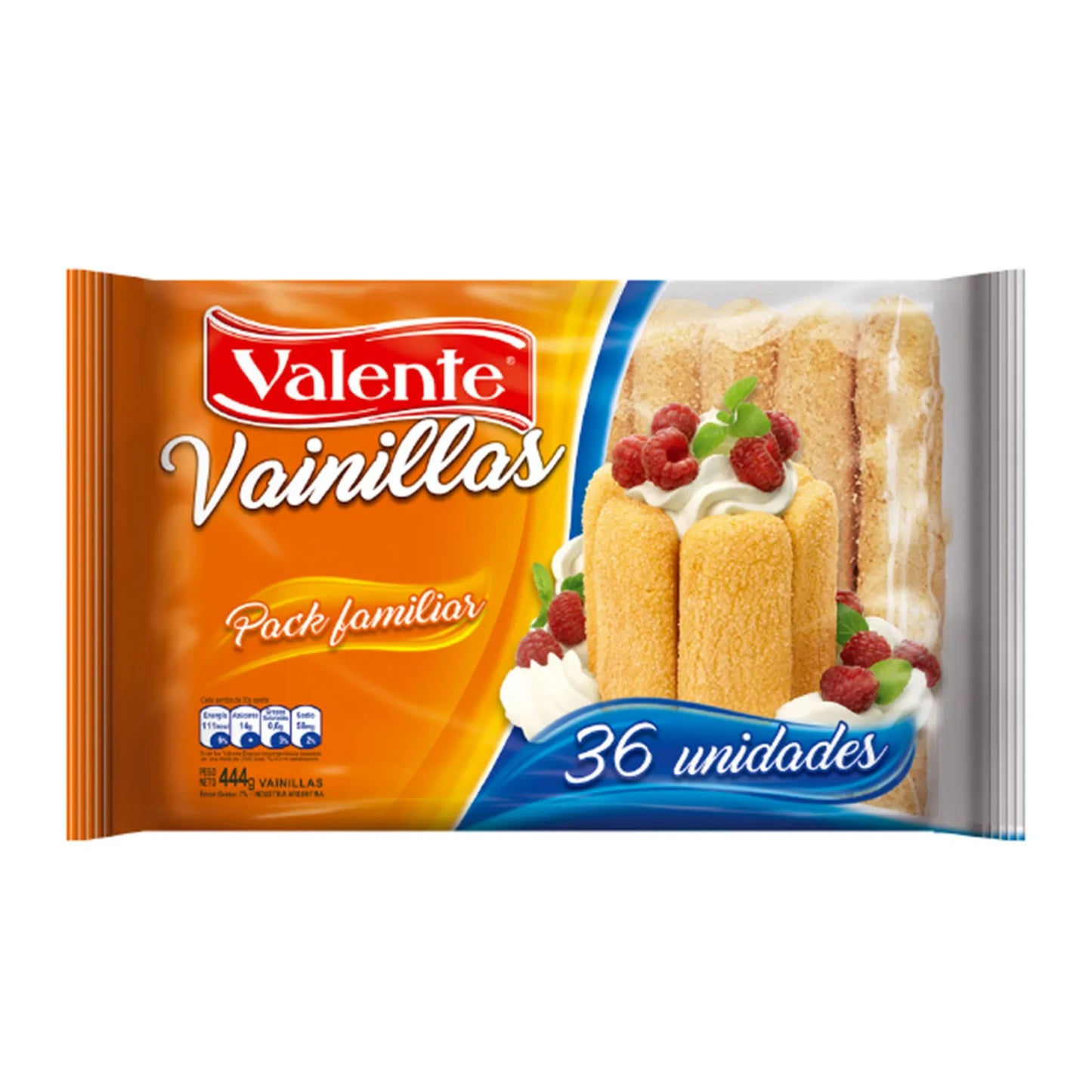 Valente Vainillas Vanilla Ladyfinger Cookies 450g | Argentine Sugar Sprinkled Biscuits (36 Units)