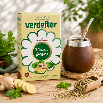 Verdeflor Mint & Ginger Yerba Mate 500 g | Argentine Flavored Yerba Mate with Mint, Ginger & Poleo