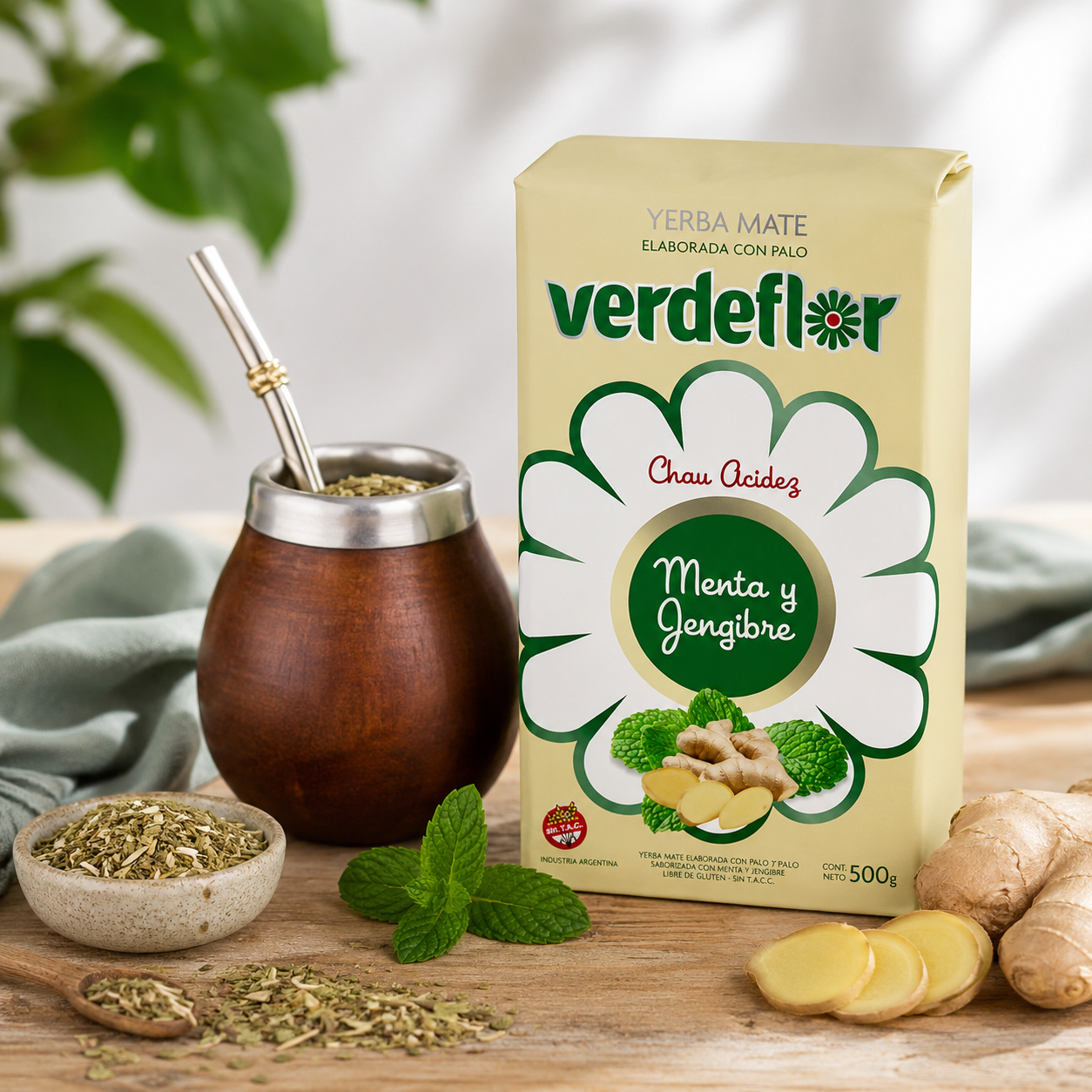Verdeflor Mint & Ginger Yerba Mate 500 g | Argentine Flavored Yerba Mate with Mint, Ginger & Poleo