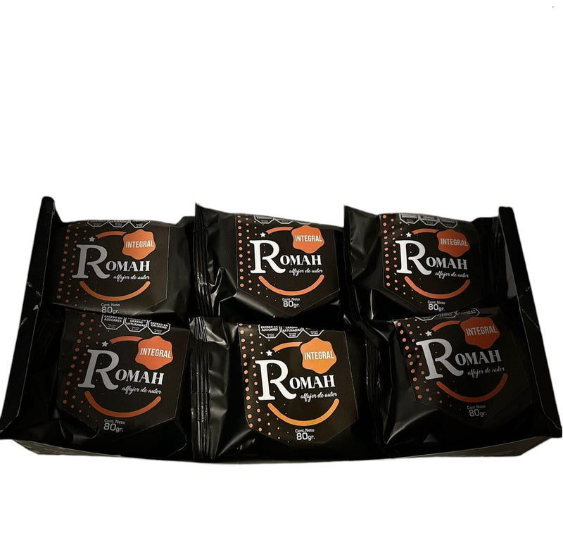 Romah - Whole Grain Cookie Alfajor coated in Dark Chocolate Filled with Dulce de Leche 12u. 960g/1.98lb