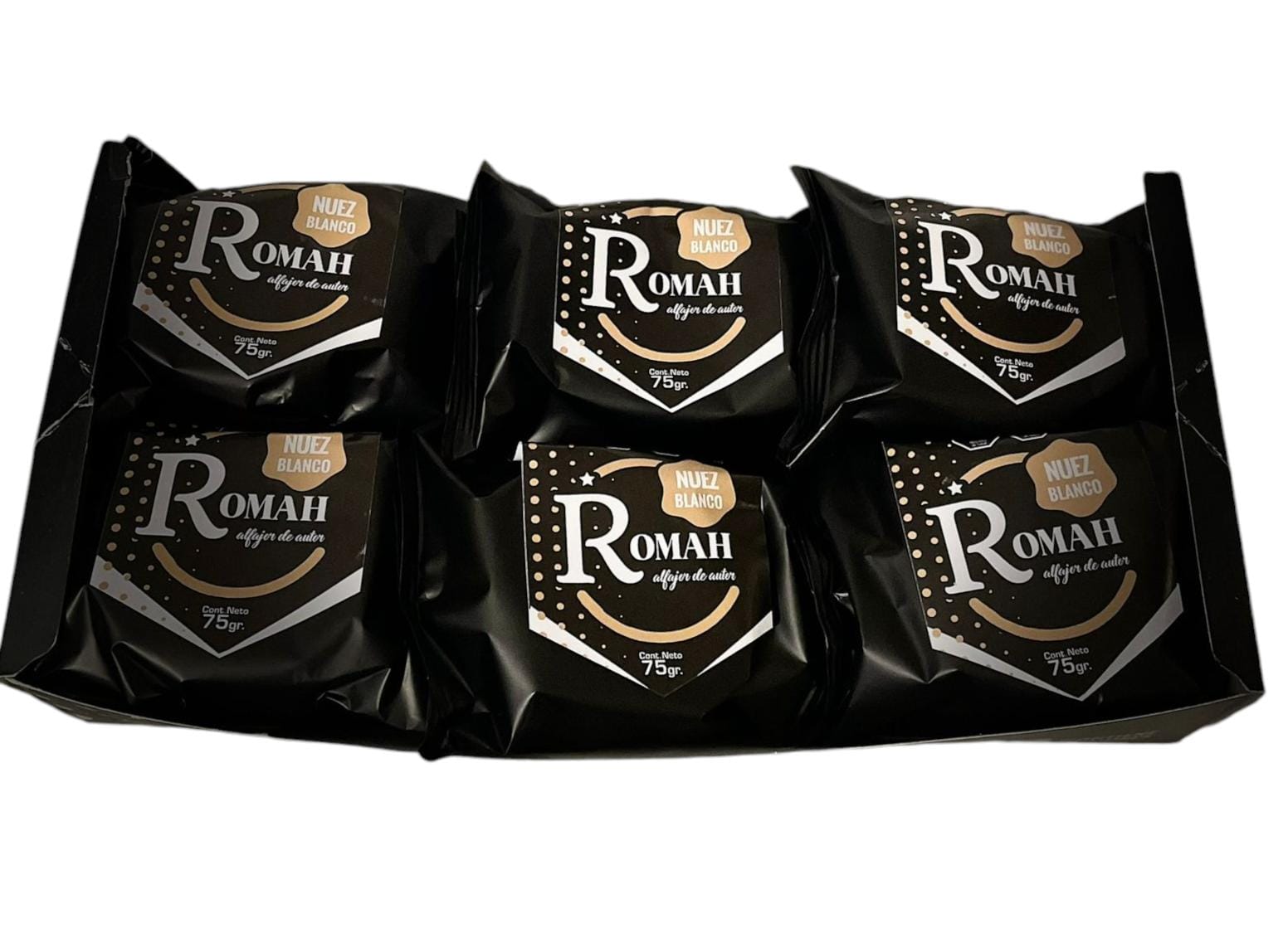 Romah - White Chocolate Alfajor with Nuts Filled with Dulce de Leche 12u. 900g/1.98lb