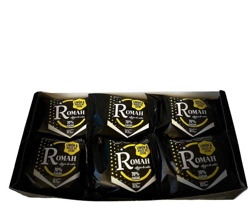 Romah - Lemon Alfajor with Dulce de Leche and 70% Cacao 12u. 876g/1.93lb